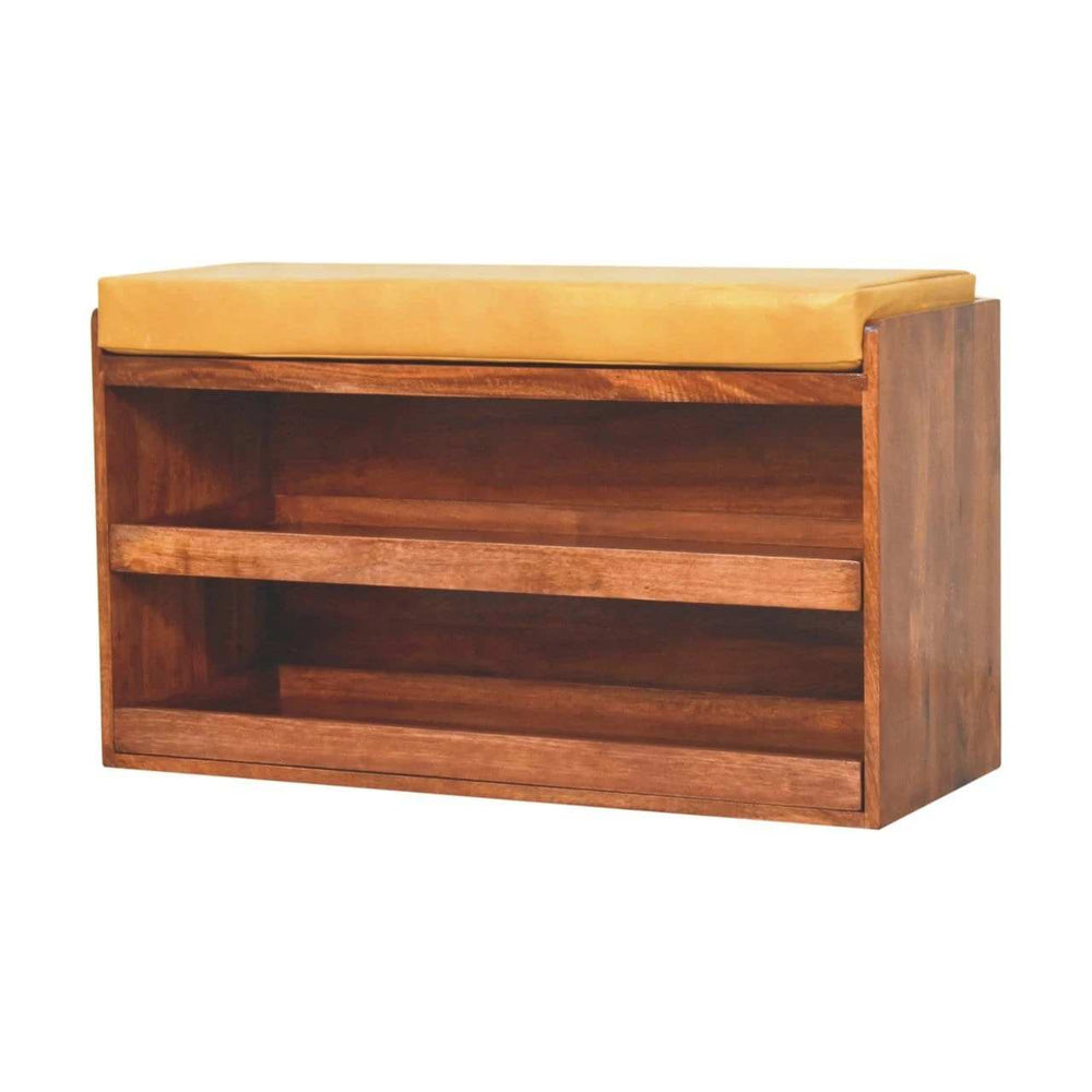 Artisan Furniture Buffalo Hide Pull out Honey Caramel Shoe Storage Bench - Artisan Furniture - Flyclothing LLC