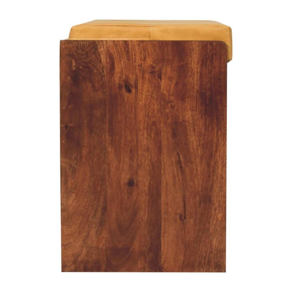 Artisan Furniture Buffalo Hide Pull out Honey Caramel Shoe Storage Bench - Artisan Furniture - Flyclothing LLC