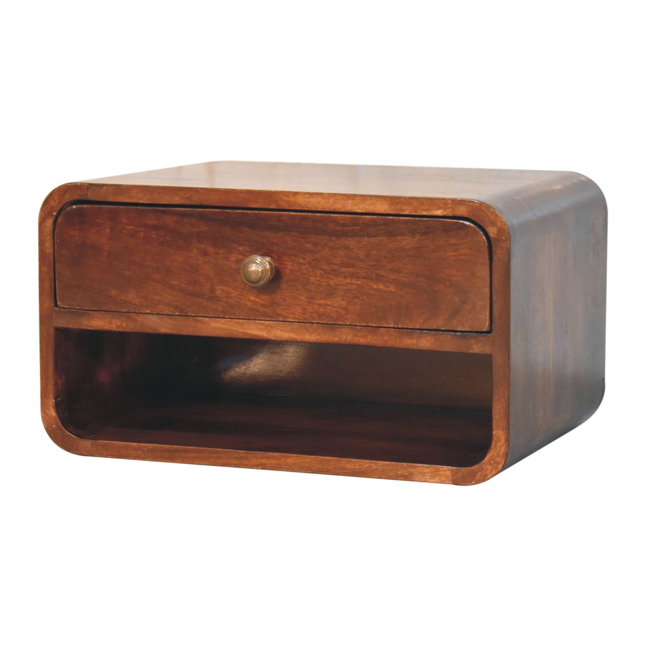 Artisan Furniture Curved California Walnut Wall Mounted Bedside with Open Slot - Artisan Furniture - Flyclothing LLC