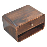 Artisan Furniture Curved California Walnut Wall Mounted Bedside with Open Slot - Artisan Furniture - Flyclothing LLC
