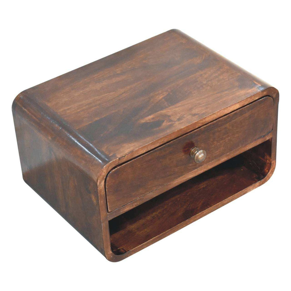 Artisan Furniture Curved California Walnut Wall Mounted Bedside with Open Slot - Artisan Furniture - Flyclothing LLC