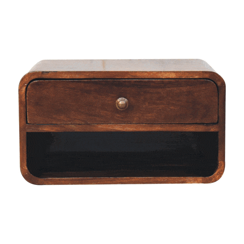 Artisan Furniture Curved California Walnut Wall Mounted Bedside with Open Slot - Artisan Furniture - Flyclothing LLC