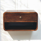 Artisan Furniture Curved California Walnut Wall Mounted Bedside with Open Slot - Artisan Furniture - Flyclothing LLC