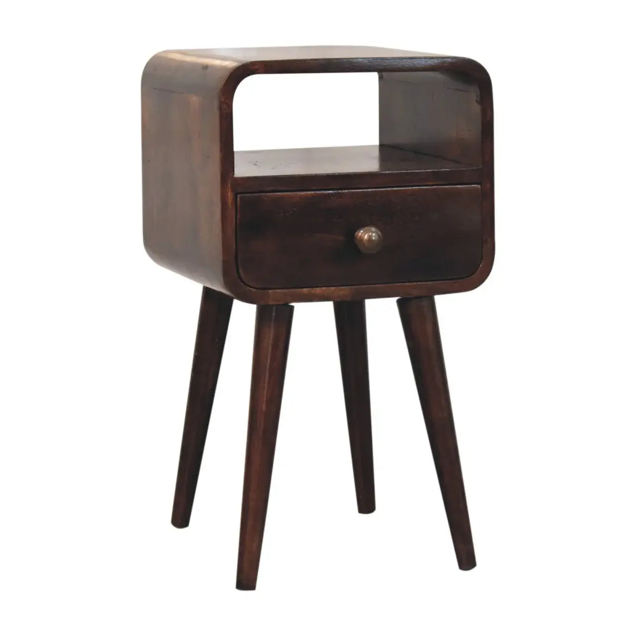 Artisan Furniture Mini California Walnut Curved Bedside with Open Slot - Artisan Furniture - Flyclothing LLC