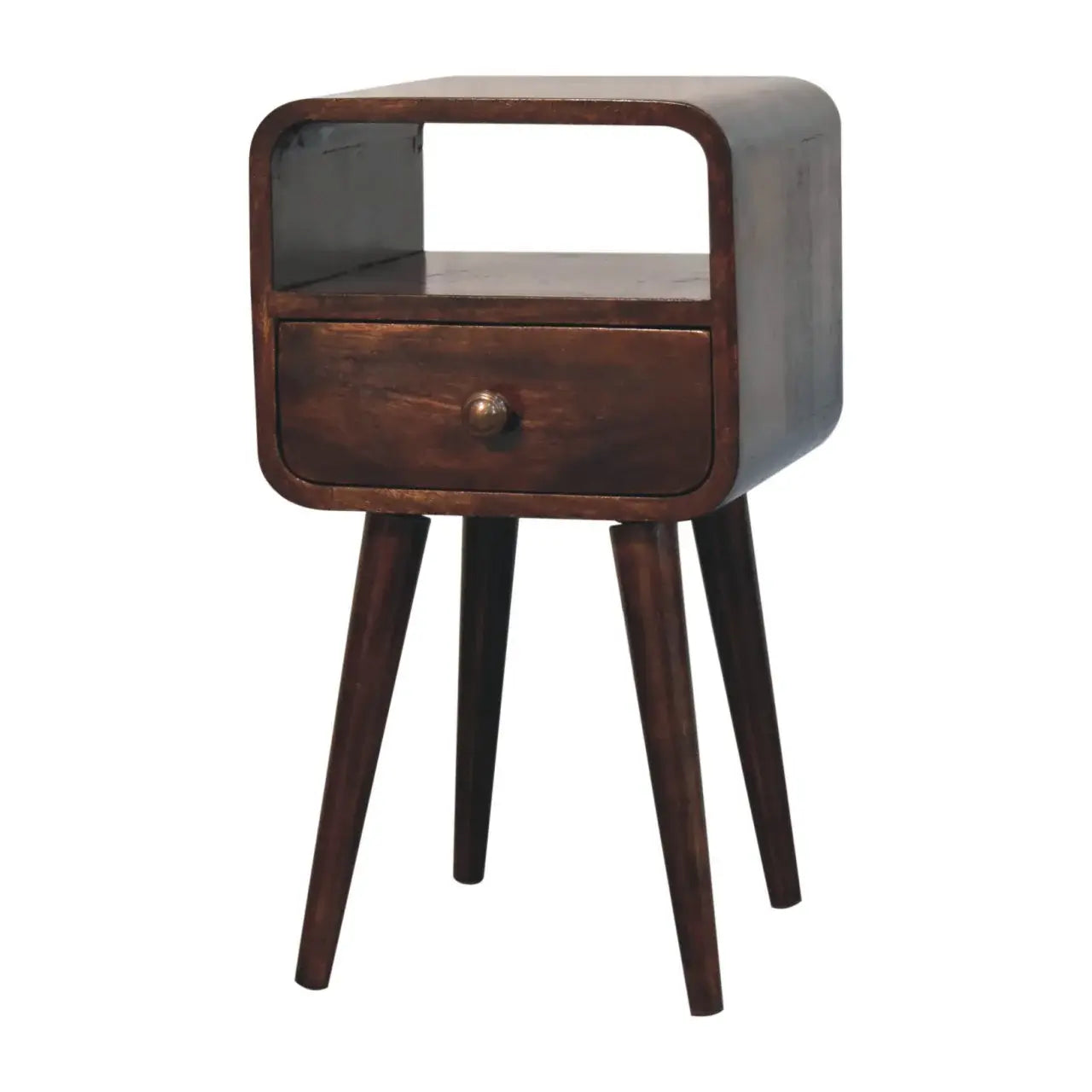 Artisan Furniture Mini California Walnut Curved Bedside with Open Slot - Artisan Furniture - Flyclothing LLC