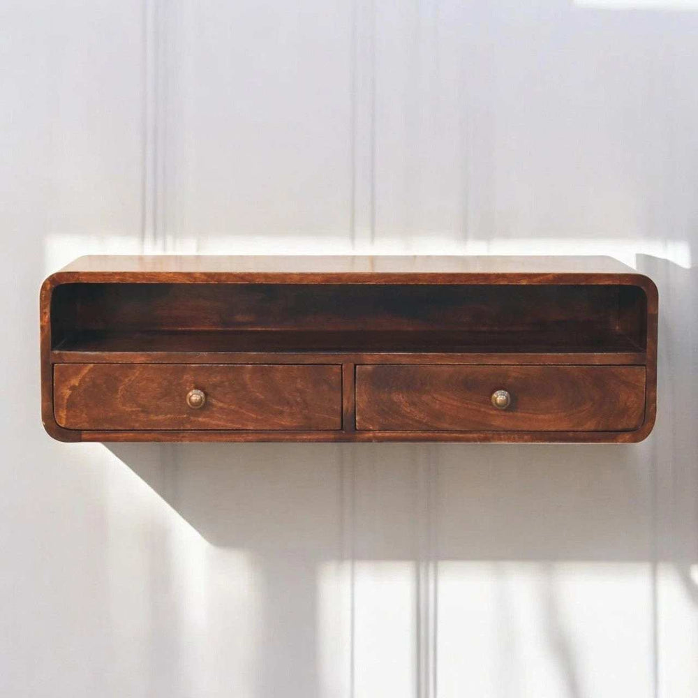 Floating California Walnut Open Console - Artisan Furniture - Flyclothing LLC