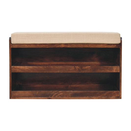 Artisan Furniture California Walnut & Mud Linen Pull out Shoe Bench