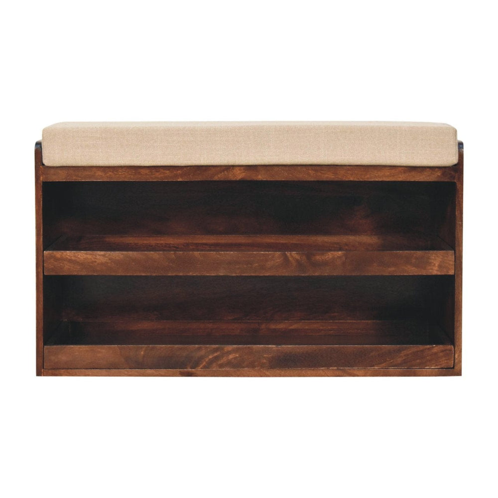 Artisan Furniture California Walnut & Mud Linen Pull out Shoe Bench
