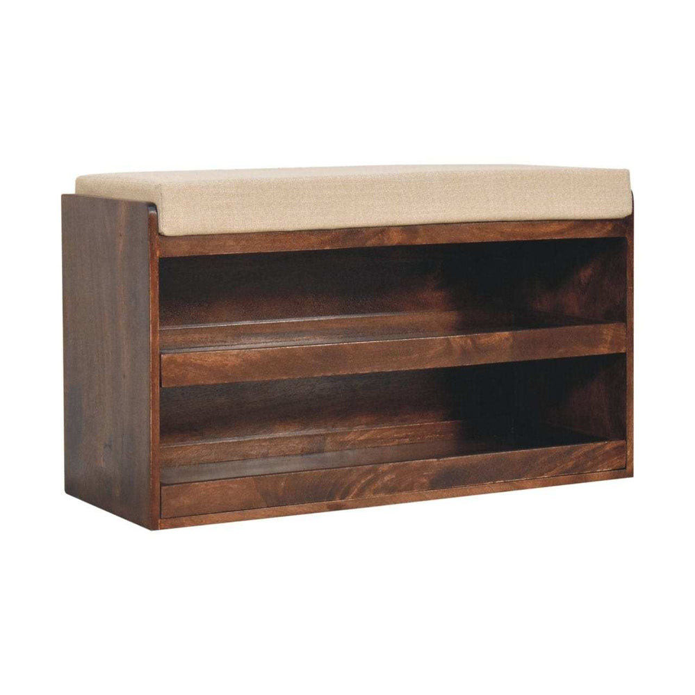 Artisan Furniture California Walnut & Mud Linen Pull out Shoe Bench - Artisan Furniture - Flyclothing LLC
