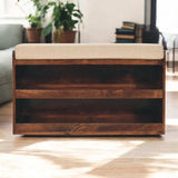 Artisan Furniture California Walnut & Mud Linen Pull out Shoe Bench - Artisan Furniture - Flyclothing LLC