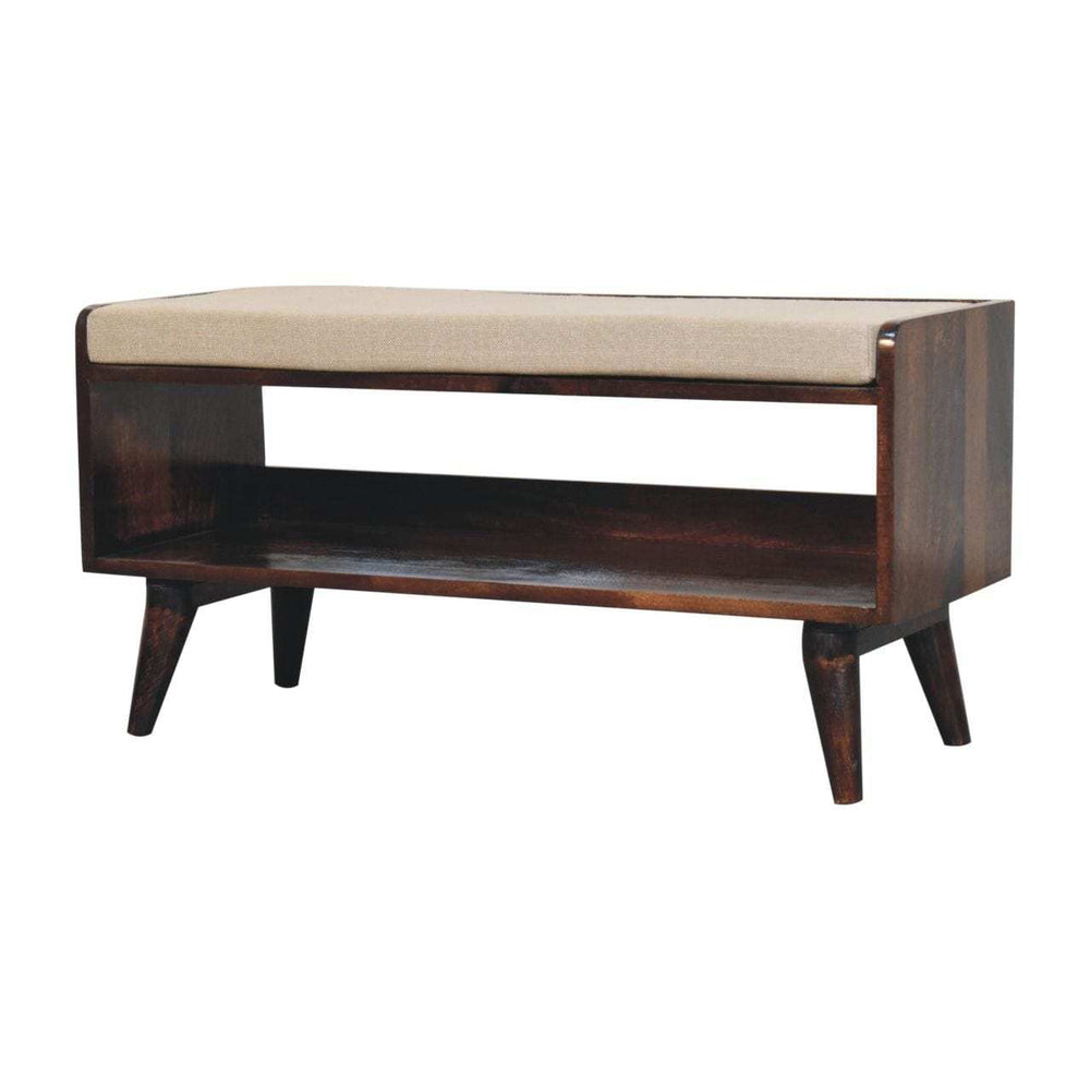 Artisan Furniture California Walnut bench with mud linen seat pad - Artisan Furniture - Flyclothing LLC