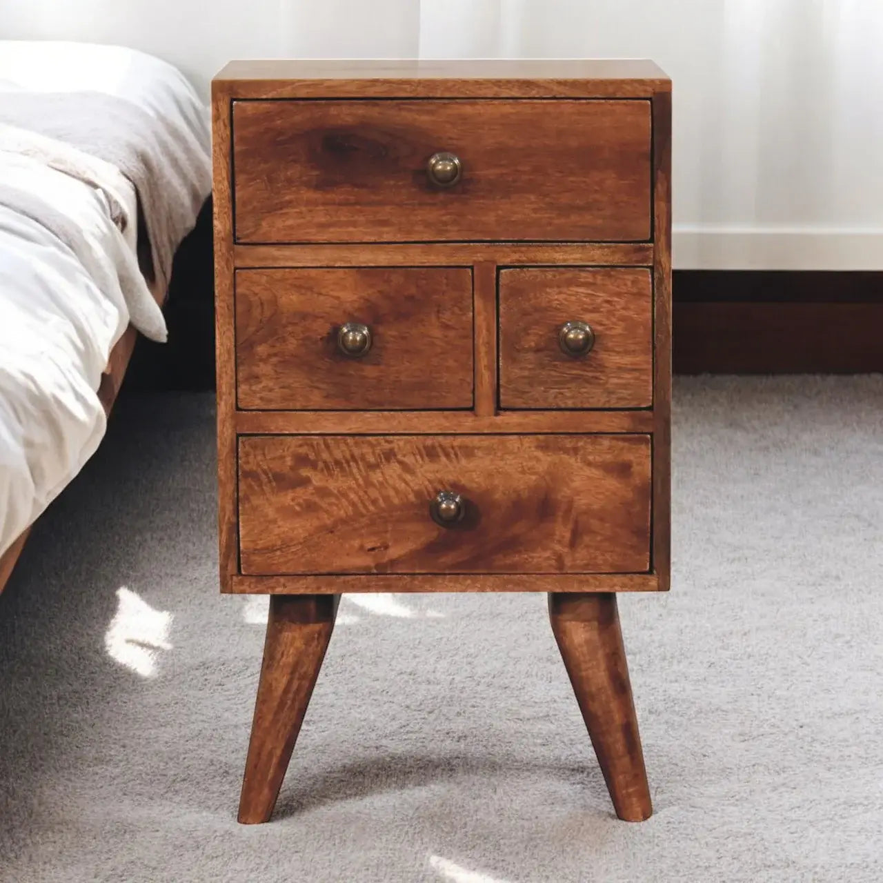 Artisan Furniture Honey Caramel Nordic Style 4 Drawer Multi Bedside - Artisan Furniture - Flyclothing LLC