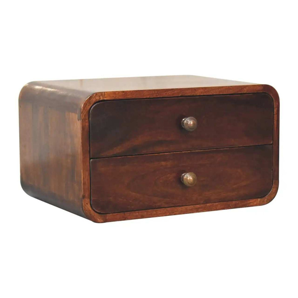 Artisan Furniture Curved California Walnut Wall Mounted Bedside - Artisan Furniture - Flyclothing LLC