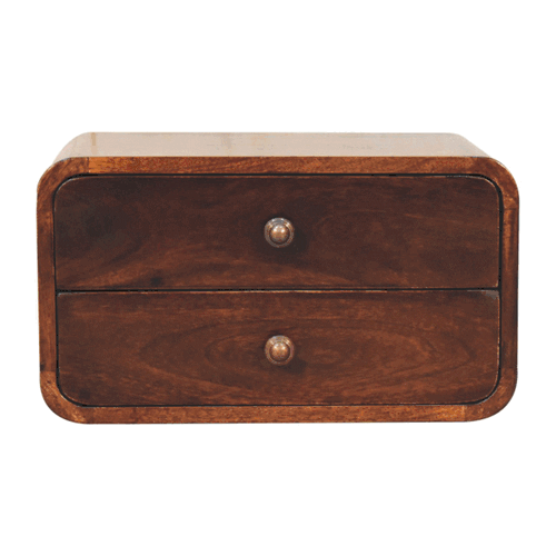 Artisan Furniture Curved California Walnut Wall Mounted Bedside - Artisan Furniture - Flyclothing LLC
