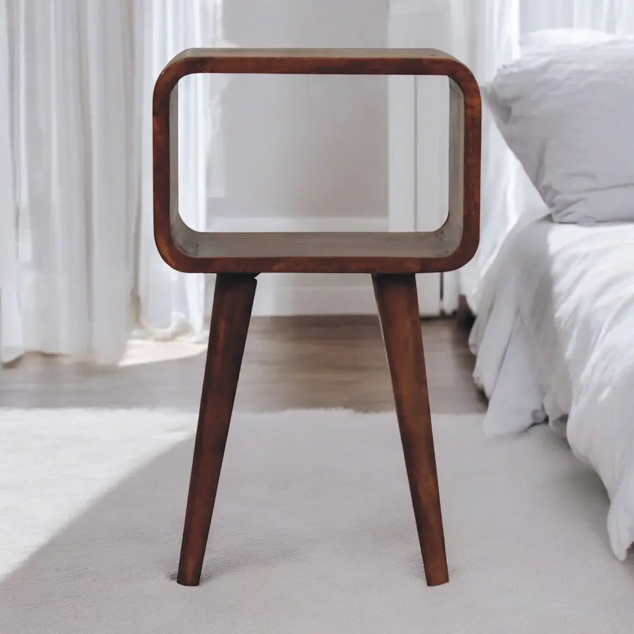 Artisan Furniture Mini Honey Caramel Curved Open Bedside - Artisan Furniture - Flyclothing LLC
