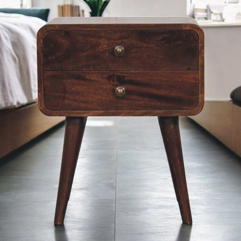 Artisan Furniture Curved California Walnut Bedside - Artisan Furniture - Flyclothing LLC