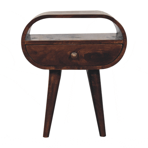 Artisan Furniture California Walnut Circular Bedside with Open Slot - Artisan Furniture - Flyclothing LLC