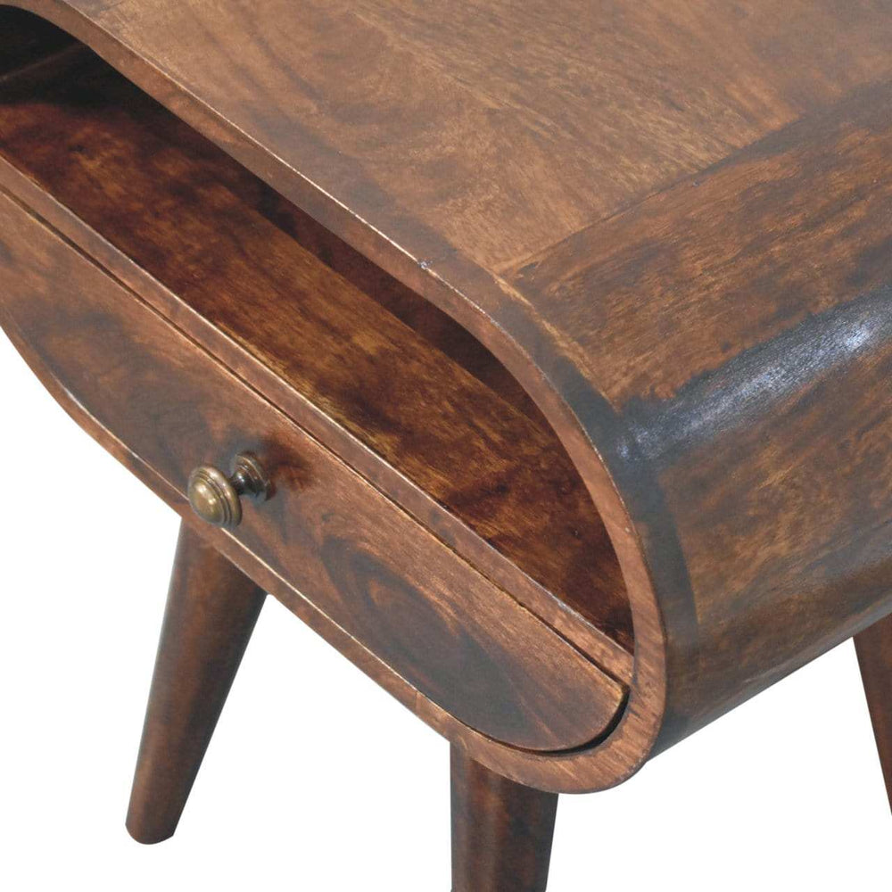 Artisan Furniture California Walnut Circular Bedside with Open Slot - Artisan Furniture - Flyclothing LLC
