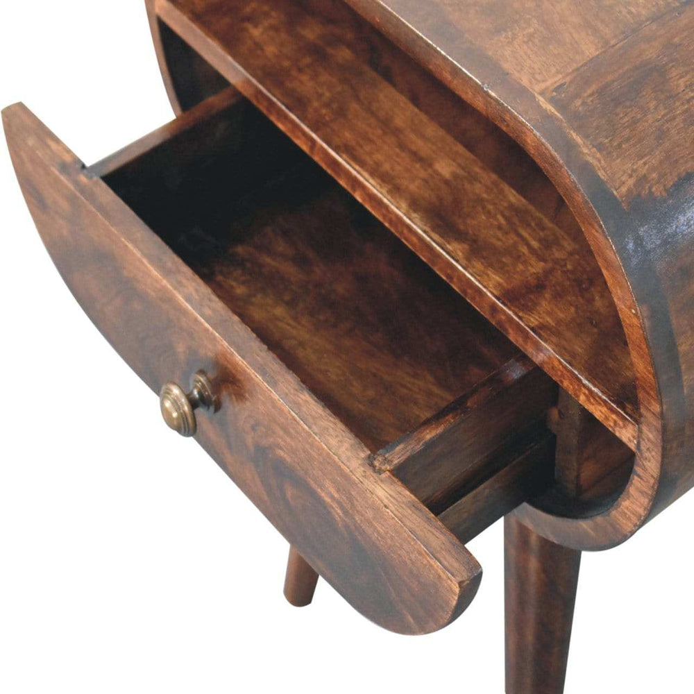 Artisan Furniture California Walnut Circular Bedside with Open Slot - Artisan Furniture - Flyclothing LLC