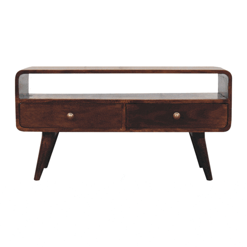 Artisan Furniture Curved California Walnut Media Unit - Artisan Furniture - Flyclothing LLC