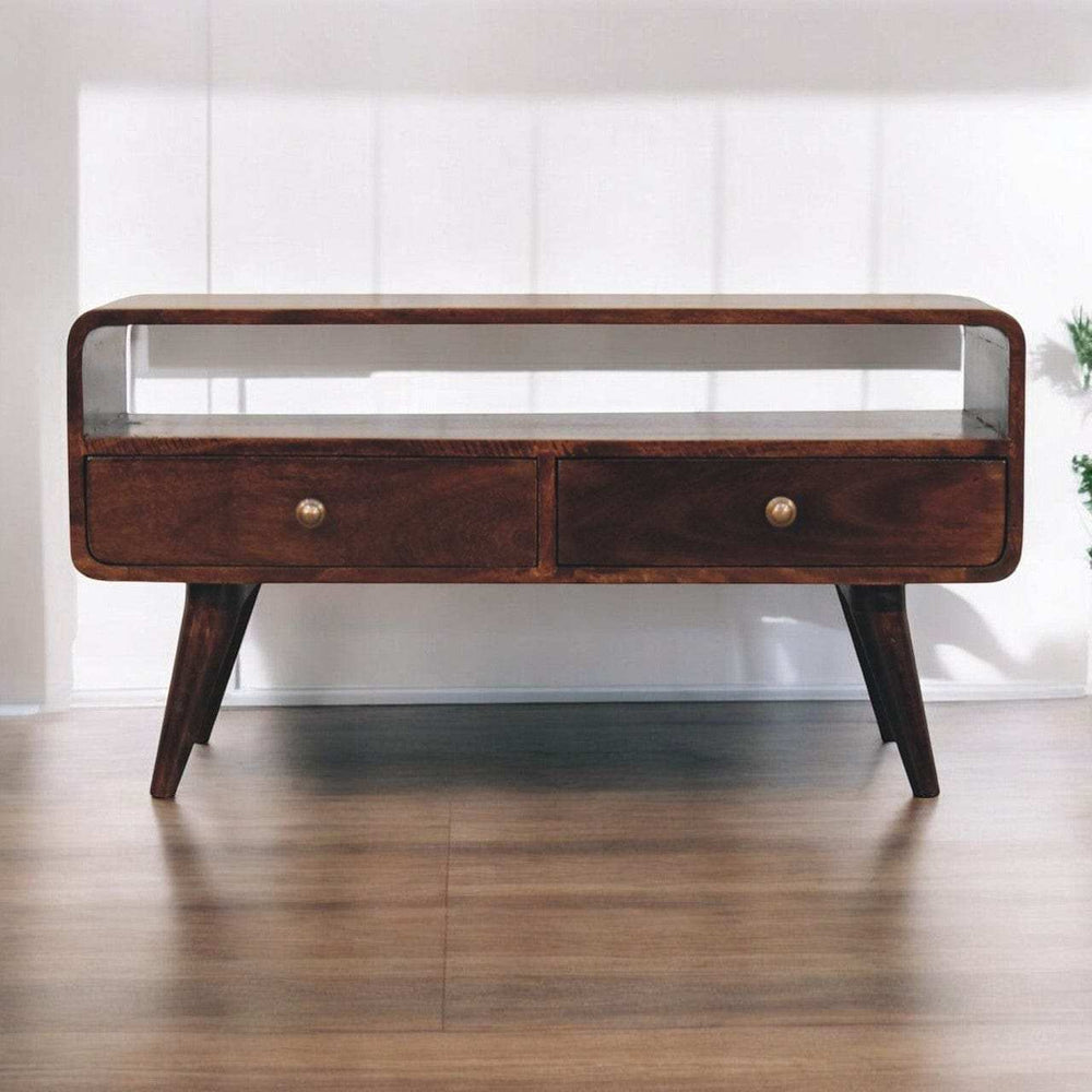 Artisan Furniture Curved California Walnut Media Unit - Artisan Furniture - Flyclothing LLC