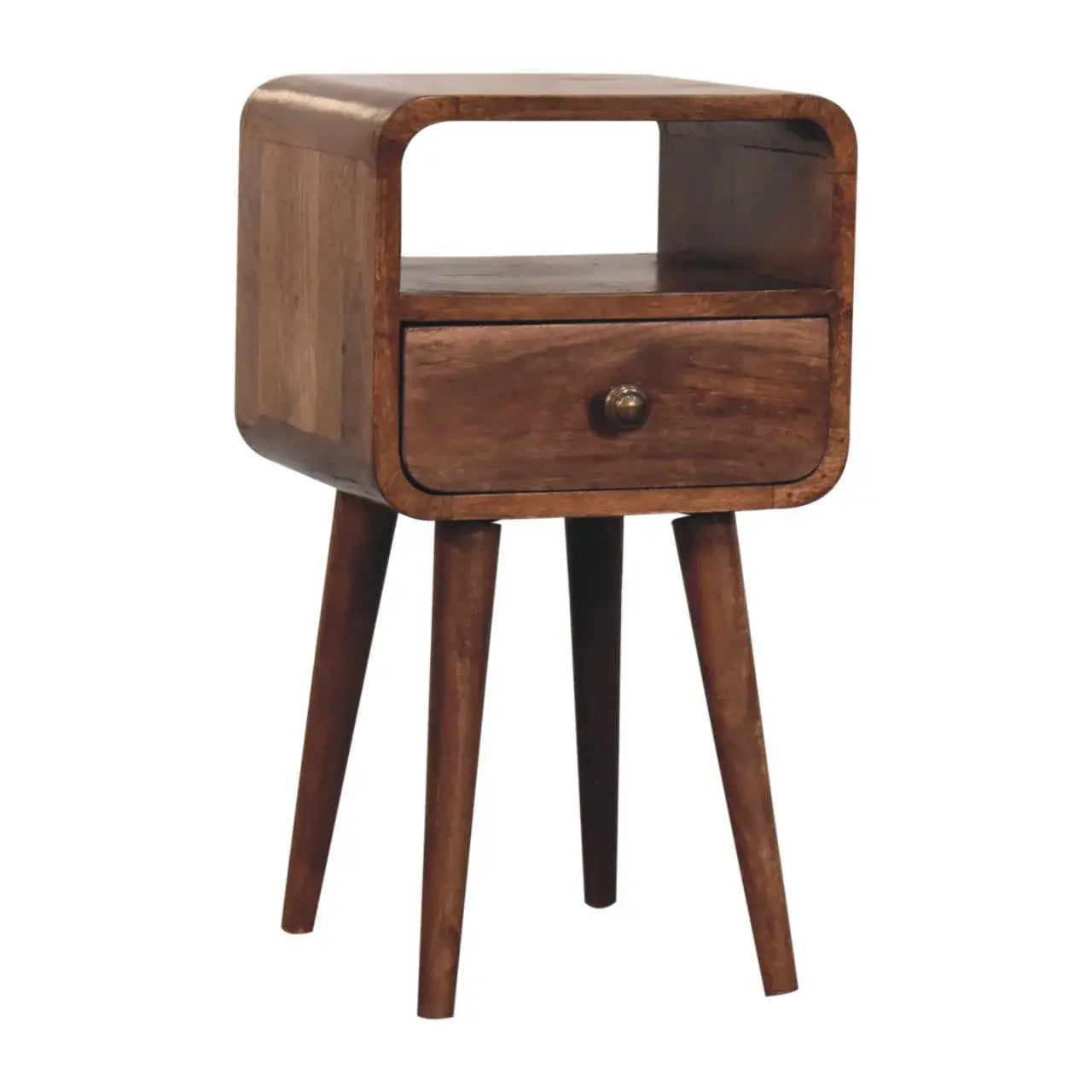Artisan Furniture Mini Honey Caramel Curved Bedside with Open Slot - Artisan Furniture - Flyclothing LLC