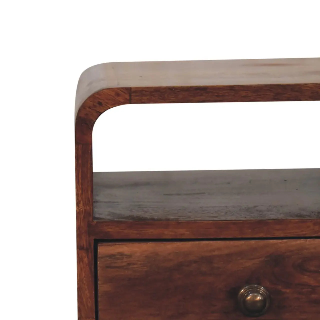 Artisan Furniture Mini Honey Caramel Curved Bedside with Open Slot - Artisan Furniture - Flyclothing LLC