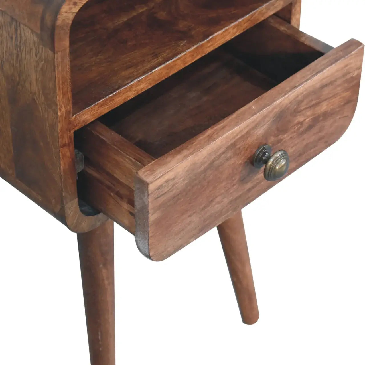 Artisan Furniture Mini Honey Caramel Curved Bedside with Open Slot - Artisan Furniture - Flyclothing LLC