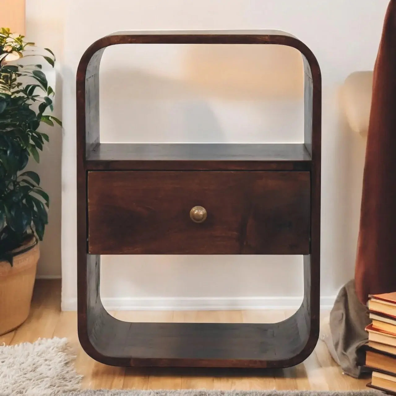 Artisan Furniture California Walnut Curved Edge Bedside - Artisan Furniture - Flyclothing LLC