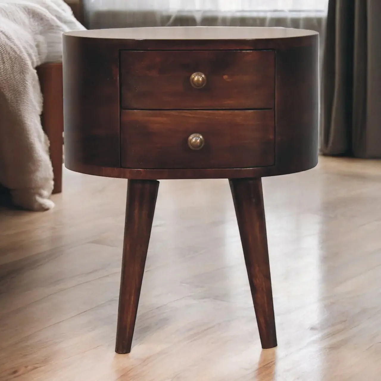 Artisan Furniture California Walnut Rounded Bedside Table - Artisan Furniture - Flyclothing LLC