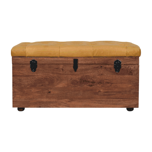 Artisan Furniture Buffalo Hide Honey Caramel Storage Trunk - Artisan Furniture - Flyclothing LLC