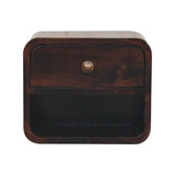 Mini Curved California Walnut Wall Mounted Bedside with Open Slot - Artisan Furniture - Flyclothing LLC