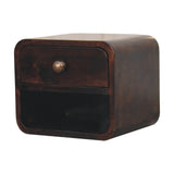 Mini Curved California Walnut Wall Mounted Bedside with Open Slot - Artisan Furniture - Flyclothing LLC
