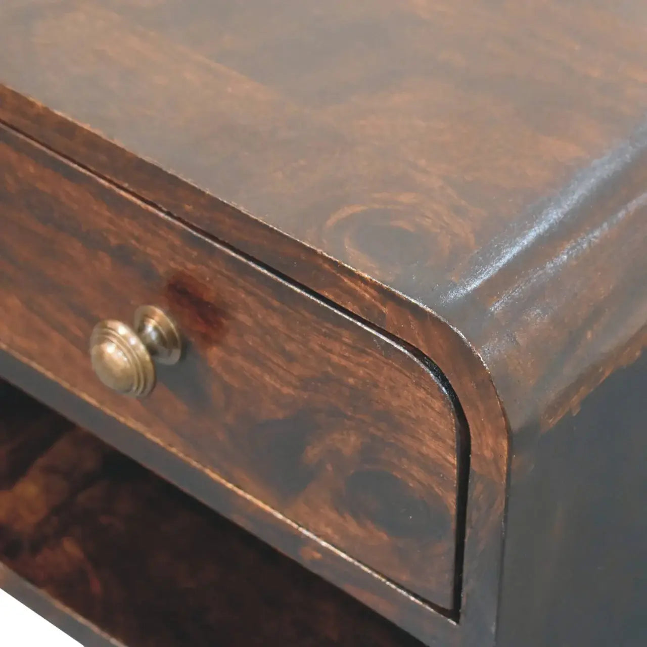 Mini Curved California Walnut Wall Mounted Bedside with Open Slot - Artisan Furniture - Flyclothing LLC