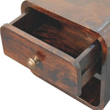 Mini Curved California Walnut Wall Mounted Bedside with Open Slot - Artisan Furniture - Flyclothing LLC