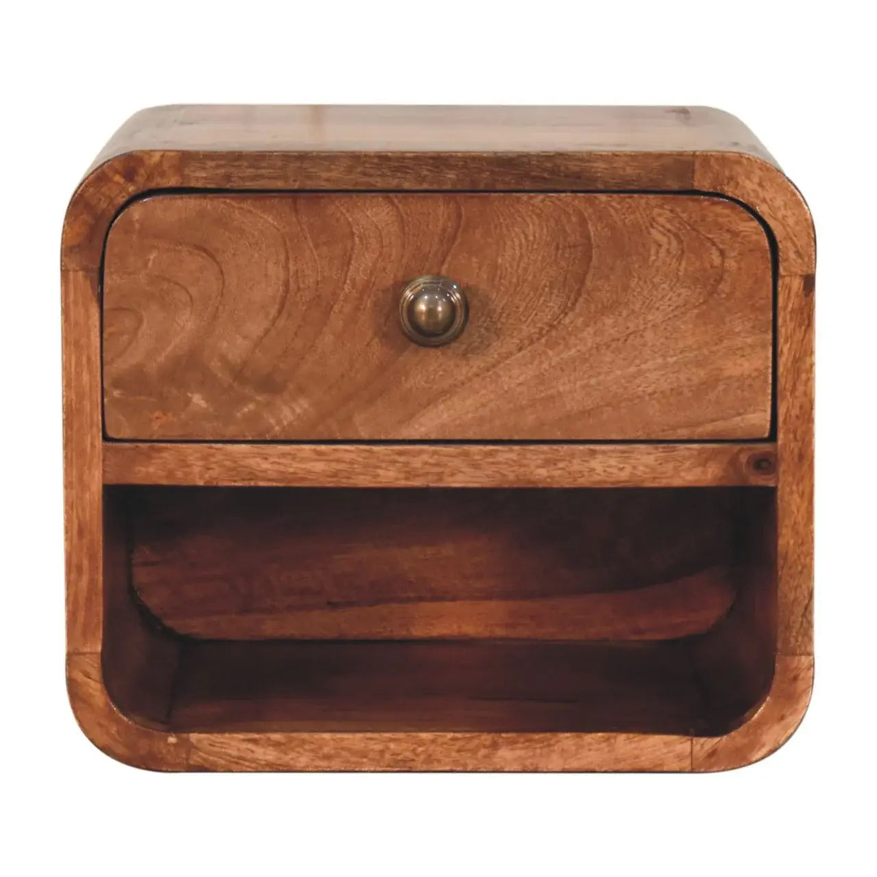 Mini Honey Caramel Wall Mounted Bedside with Open Slot - Artisan Furniture - Flyclothing LLC