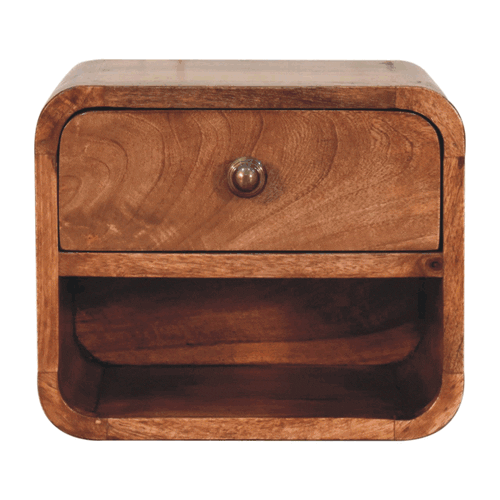 Mini Honey Caramel Wall Mounted Bedside with Open Slot - Artisan Furniture - Flyclothing LLC