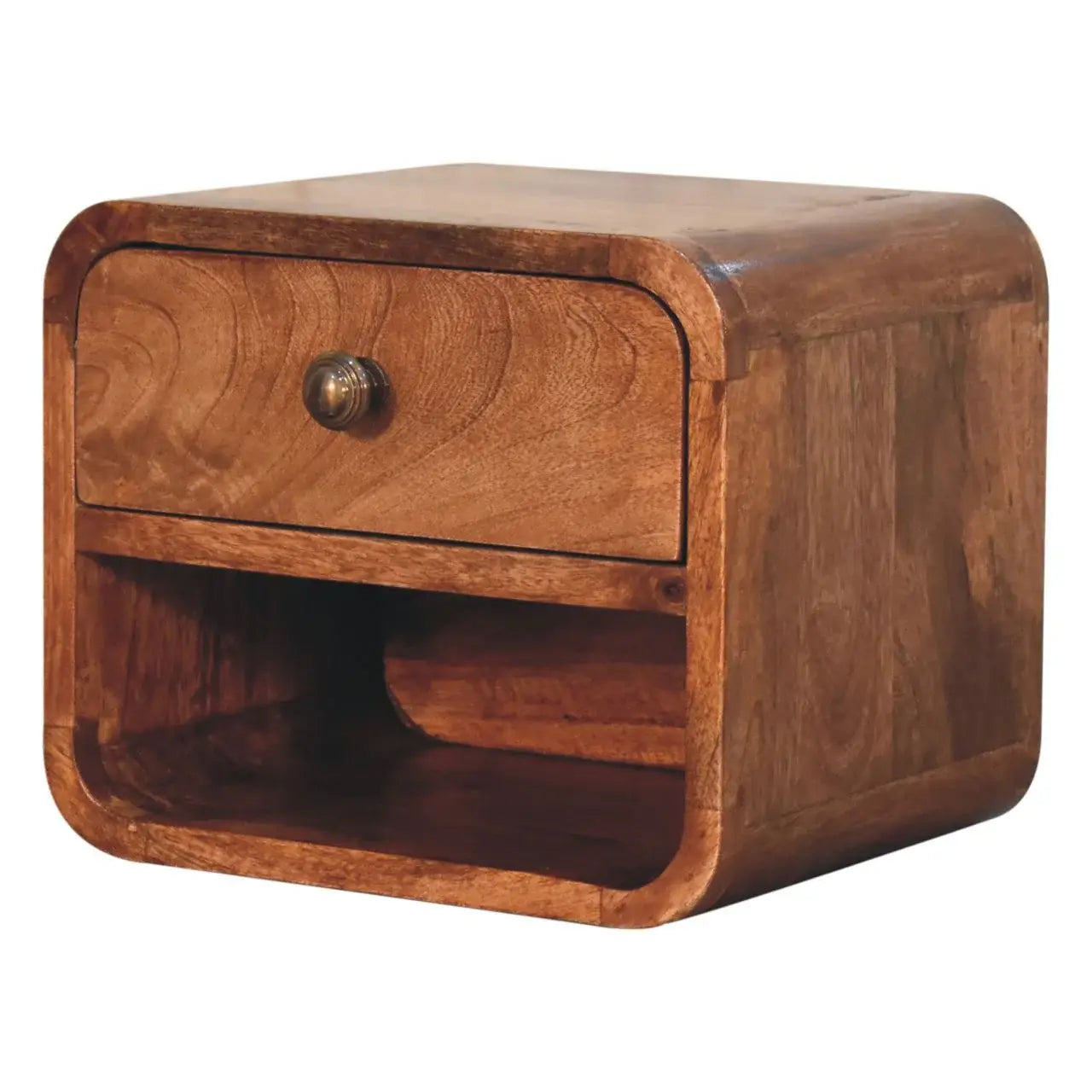 Mini Honey Caramel Wall Mounted Bedside with Open Slot - Artisan Furniture - Flyclothing LLC
