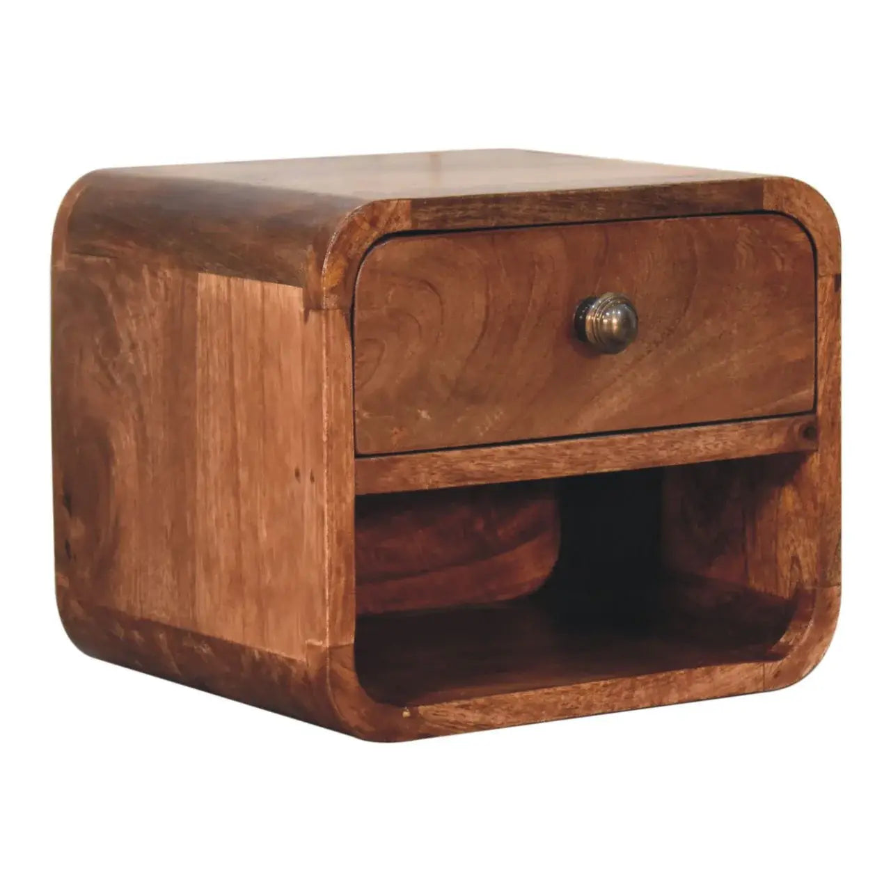 Mini Honey Caramel Wall Mounted Bedside with Open Slot - Artisan Furniture - Flyclothing LLC