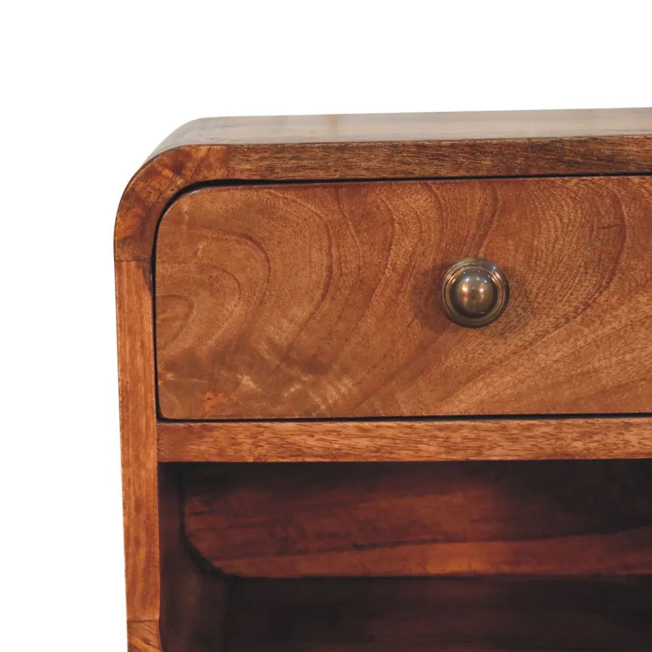 Mini Honey Caramel Wall Mounted Bedside with Open Slot - Artisan Furniture - Flyclothing LLC