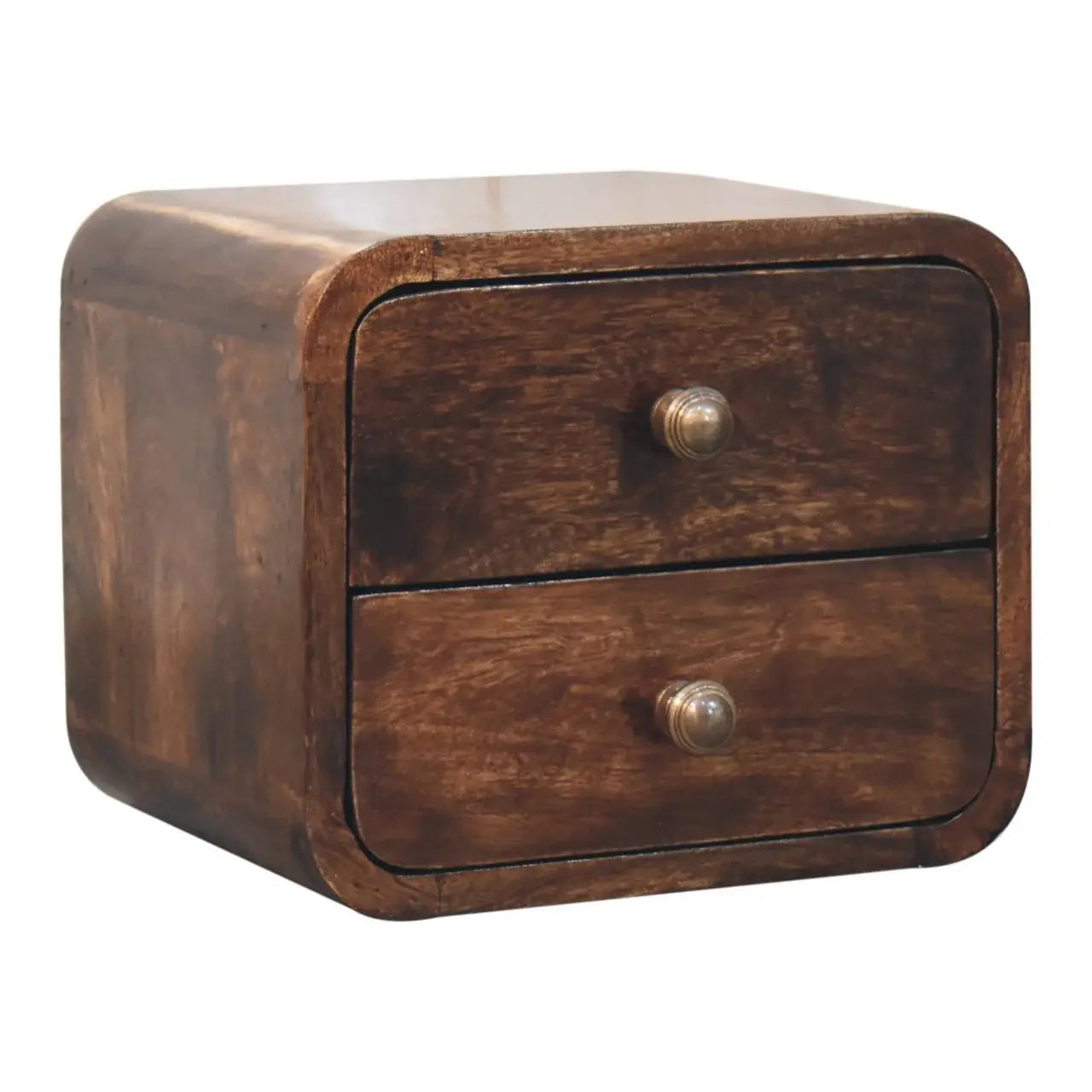 Mini Curved California Walnut Wall Mounted Bedside - Artisan Furniture - Flyclothing LLC