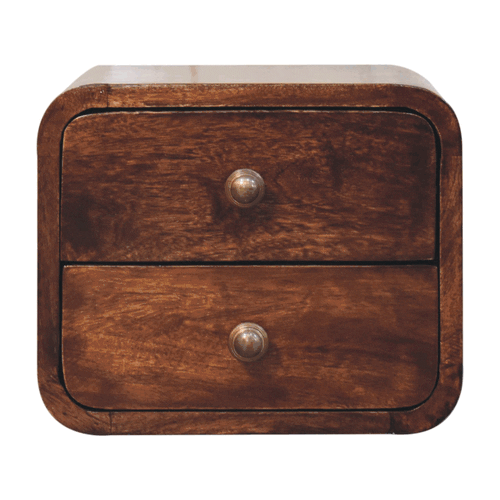 Mini Curved California Walnut Wall Mounted Bedside - Artisan Furniture - Flyclothing LLC
