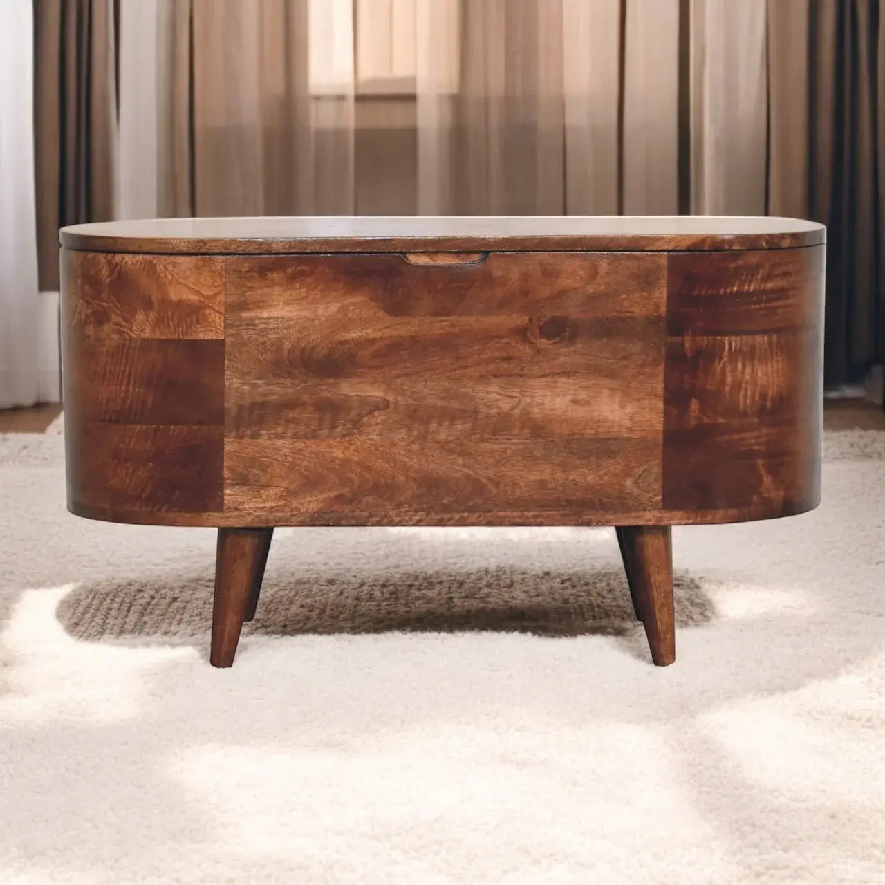 Honey Caramel Rounded Lid up Blanket Box - Artisan Furniture - Flyclothing LLC