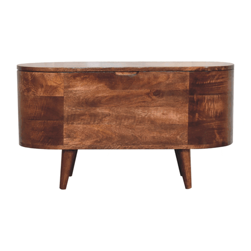 Honey Caramel Rounded Lid up Blanket Box - Artisan Furniture - Flyclothing LLC