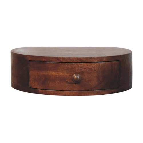 Honey Caramel Wall Mounted Rounded Bedside - Artisan Furniture - Flyclothing LLC