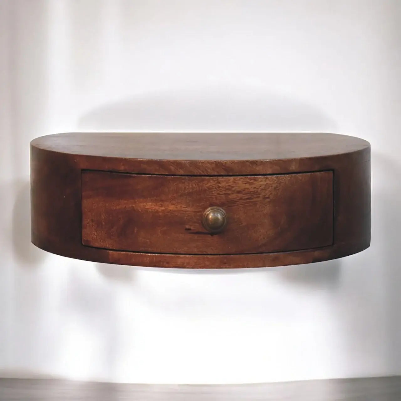 Honey Caramel Wall Mounted Rounded Bedside - Artisan Furniture - Flyclothing LLC