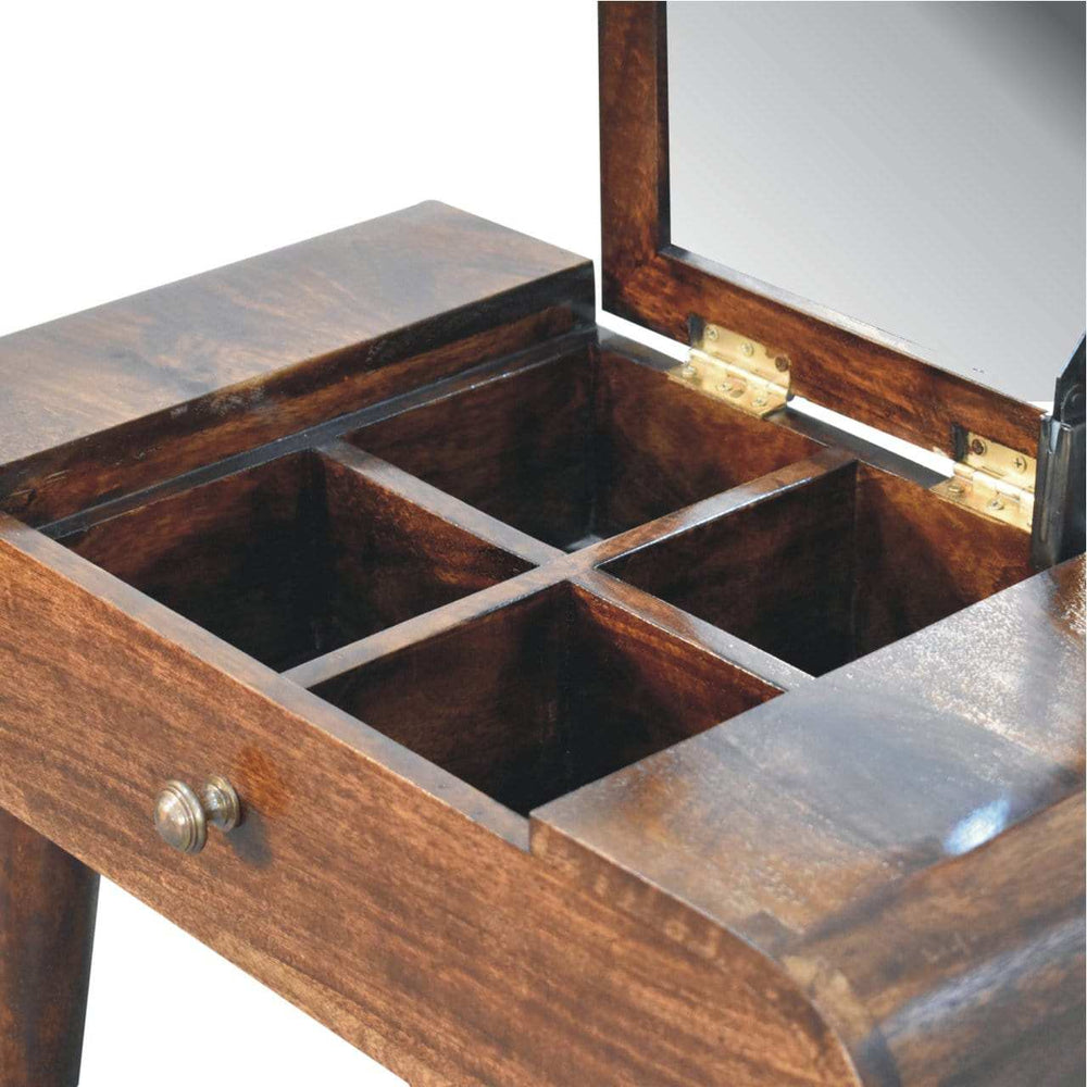 Artisan Furniture Mini California Walnut Dressing Table with Foldable Mirror - Artisan Furniture - Flyclothing LLC