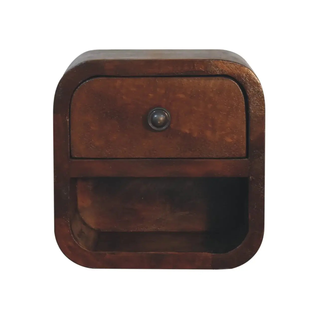 Extra Mini Curved Chestnut Bedside with Open Slot - Artisan Furniture - Flyclothing LLC