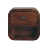 Extra Mini Curved Chestnut Bedside with Open Slot - Artisan Furniture - Flyclothing LLC