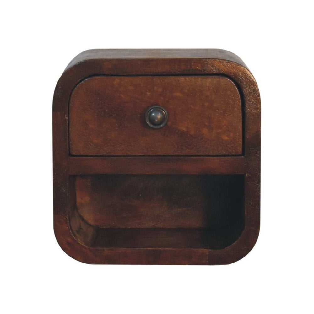 Extra Mini Curved Chestnut Bedside with Open Slot - Artisan Furniture - Flyclothing LLC